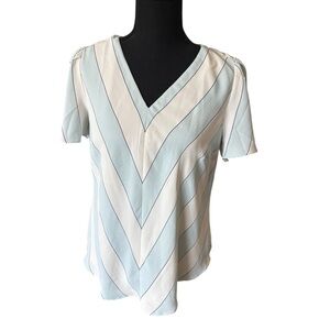 Ann Taylor Chevron Light Blue and White Blouse, size S
